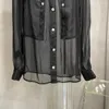 Kvinnor BLOUSES 2023SS Summer Fashion Women High Quality Sheer Long Sleeve Black Shirt Blus för kvinnlig GDNZ 5.05