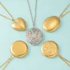 Pendant Necklaces Mirror Polish Stainless Steel Necklace Heart Round Oval Po Frame Memory Locket Jewelry Accessory 45cm