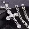 Pendant Necklaces Smooth Caver Jesus Cross Choker Necklace Fashion Jewelry Father Gift 21.65" 6mm Colar Link Byzantine Chain Men MN61