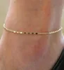 Anklets Fashion Gold Thin Chain Ankle Charm Anklet Len Armband Fot smycken Justerbara armband för kvinnor Accessories5286262