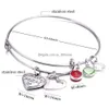 Bedelarmbanden roestvrijstalen armband verstelbare uitbreidbare draadarmers met geboortesteen hart afstudeer cadeau voor vrouwen d dh90o