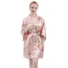 Dames slaapkleding 2023 Print bloem kimono jurk vrouwen badjas satijnen gewaad casual lounge slijtage femme losse nachthemd huiskleding lingerie