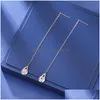Dangle Chandelier Round Cubic Zircon Cz Diamond Rhinestone Long Chain Drop Earrings For Women Line Threader Water Earring Bridal B Dhy8F