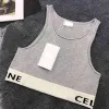 Tanks pour femmes Camis Tops Tees printemps et été élastique sportif de loisirs à fond de gilet à bande noire gris