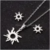 Earrings Necklace Sunflower Pendant For Women Stainless Steel Gold Plating Stud Accessories Jewelry Set Drop Delivery Sets Dhb6F