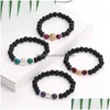 Perline Fashion 8Mm Braccialetti di perline elastiche in pietra nera opaca Occhio di tigre naturale Ametista Buddha Head Life Of Tree Bracciale per uomo Ebreo Dhc3J