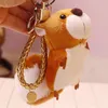 Nyckelringar söta flickor Plush Squirrel Leather Buckle Keychain Women Fluffy Pompom Squirrels Key Chain Bag Car Trinken Female Party Toy Presents