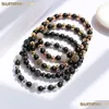 Beaded 6Mm Natural Stone Beads Bracelet Fashion Mix Color Elastic Copper Bracelets For Women Men Big Small Bead Antifatigue Drop Del Dhgzv