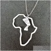 Pendant Necklaces Africa Map Necklace Simple Hollow Portrait Stainless Steel Jewelry Gifts For Men Women Drop Delivery Pendants Dhgxl