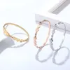 Bangle Beautiful Crystal And 6 Forever Love Small Peach Heart Bracelets & Stainless Steel Brand Jewelry Woman Wholesale