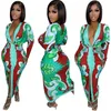 Casual Dresses Tie Dye Africa Style Long Dress Sexig Deep V Neck Ankle-Lengthvestido Midi Talla Grande Streetwear Vestidos de Mujer Maxi