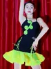 Abiti da spettacolo per ragazze di danza latina Abiti da ballo giallo fluorescente Costume da pratica Rumba Cha per bambini BL5519