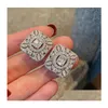 Stud Ins Fashion Earring Vintage Jewelry 925 Sterling Sier CZ Diamond Gemstones Party Hollow Women Wedding For Lover Gift Drop Deliv DHB92