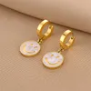 Cute Women Jewelry Smile Charm Earring Gold Stainless Steel Huggie Earrings