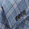 Men's Suits & Blazers 2023 Fashion Light Blue Overcheck Plain Men Suit Custom Made Retro Wedding Blazer 3Pcs (Jacket Pants Vest)