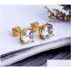 Stud 8mm Hip Hop Earrings Sier Gold Plated CZ Earring for Women Men Designer Ear Rings Luxury Jewel Gifts Drop Delivery DHPLJ