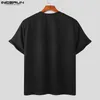 Herr t-shirts 2023 män t shirt lapptäcke o-hals kort ärm mode män kläder sommar streetwear koreansk stil casual tee tops s-5xl incerun l230520