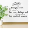 Wall Stickers You Are Stronger English Proverb Sticker Bedroom Living Room Home Decoration Decal Art Wallpaper Movable