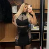 Abiti casual Zabrina Fashion Spicy Girl Black See Through Dress Sexy Mesh Hollow Out Slim Fit Skinny Mini Female Club Evening Party