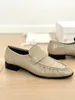 Женские повседневные туфли The Row Soft Loafers миндальные пальцы Vintage настоящая подлинная кожаная кожа