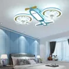 Chandeliers Kids Chandelier Lighting For Room Ceiling Fan With Led Light And Remote Control Airplane Children