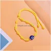 Charm Bracelets Turkish Eye Handmade Braided 7 Knots Lucky Evil Blue Bracelet Friendship Jewelry Drop Delivery Dhgke