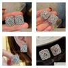 Stud Ins Fashion Earring Vintage Jewelry 925 Sterling Sier CZ Diamond Gemstones Party Hollow Women Wedding For Lover Gift Drop Deliv DHB92