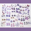 WYBU Taro Purple Series Geometric Long Drop Earrings for Women Retro Korean Style Small Daisy Flower Pendant Earrings