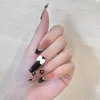 False Nails Fake Long Black Small Flower Wave Dot Butterfly Nail Stickers Complete 24 With Glue SANA889