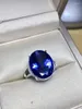 Pierścienie klastra pierścień palca naturalny prawdziwy niebieski topaz 925 srebrny hurtowo dla mężczyzn lub kobiet klejnot: 12 16 mm
