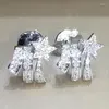 Серьги -грибы 10K Звезда White Gold Women Moissanite Diamon