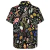 Camisas casuais masculinas camisa de praia floral masculino folhas vintage de verão mangas curtas moda gráfica Bloups grande