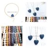 Pendant Necklaces Heart Lava Rock Necklace 9 Colors Aromatherapy Essential Oil Diffuser Heartshaped Stone Drop Delivery Jewelry Penda Dh9Dw