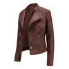 Outerwear Women's Plus Size & Coats L-4XL Female Jacket Feminine Coat PU For Spring Autumn 2023 Shoulder Plait Decoration Turn Collar Locomo