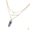 Pendant Necklaces Shaped Best Friends Crystal Opals Natural Stone Moon Necklace Double Layer Choker For Women Drop Delivery Jewelry P Dhym3