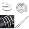 Zincirler 925 Sterling Sier 2mm Twisted Halat Zincir Kolyeleri Kadınlar Moda Hiphop Takı 16 18 20 22 24 inç Damla Teslimat PE DHPCL