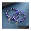 Perlen 8 mm Türkei böse blaue Augen Stränge Armbänder Kette Männer Frauen Kinder religiöse Hamsa Hand Charm Armband Armreifen handgefertigten Schmuck Dhzua