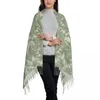 Foulards Femmes Écharpe Hiver Vert Tulipe Fleur Motif Mince Chaud Cape Wraps Femme Bandana Pashmina Long Gland