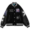 Herenjacks letter b borduurwerk honkbaljack 2023 fietser punk Harajuku varsity hiphop lederen mouw bommenwerper