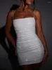 Casual Dresses Townlike Nightclub Sparkle Glitter Sexig Party Dress Spaghetti Strap Mini 2023 Summer Backless Slim Bodycon