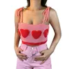 Serbatoi Xingqing y2k Kawaii Camis 2022 T-shirt crop senza maniche a forma di cuore da donna Canotta dolce lavorata a maglia San Valentino Abbigliamento P230526