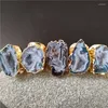 Cluster-Ringe FUWO Goldfarbe überzogener natürlicher Geode-Ring Erstaunliches Design Offene Achate Kristall Druzy Schmuck Großhandel 5 Teile / los RG028