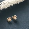 Brincos de garanhão 2023 Fashion Zircon Flower Petals Smill Face For Women Ear Anel Pequeno Buckle Cute