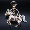 Keychains Aesthetic Horse Pendant Keychain Rhinsetone Alloy Metal Inlaid Animal Keyring Handbag Key Holder Accessory Unisex Gifts Jewelry