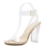 Sandalen Transparent Wort Sommer Mode Damenschuhe Dickbesohlte High Heels Plus Size Sexy Hohl