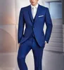 Men's Suits 2023 Blue Handsome Men Formal Business Custom Made 3 Pcs Grooming Tuxedos Party Jacket Vest Pants Traje Hombre