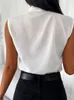 Women's Blouses & Shirts 2023 Summer Women Sexy White Tanks Oversize Tee Workwear Vest Sleeveless Blouse V-Neck Plain Casual Top With Plus S