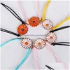 Charm Bracelets Arrival Wax Thread Woven Chrysanthemum Flower Shape For Women Colorf Simple Holiday Summer Jewelry Drop Delivery Dhrsi