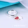 Brand charm New enamel heart-shaped ring TFF CNC word printed peach heart Double Heart Pendant female jewelry