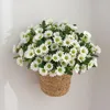 装飾的な花21ヘッドシルク人工花デイジーブライダルブーケカモミールフェイクルームパーティーギフト装飾ブルーロフト装飾